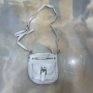 White faux leather crossbody bag